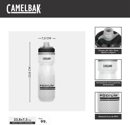Camelbak Podium Chill Water Bottle 21Oz, Black | Easy Squeeze Design, Double Wall Insulation, High Flow Self Sealing Cap, Secure Bike Cage Fit, Durable Cycling Bottle