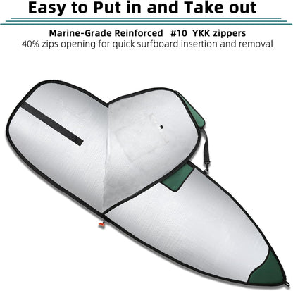 Surfboard Bags Longboard Bag Day Bag 6'0,6'6,7'0,7'6,8'0,9'6,10'0 | Surf Bag Fit Surf Hybrid Fish Shortboard W/Fin Slot for Easy Access,Padded Shoulder Strap,Protect for Daily Local Short Trip