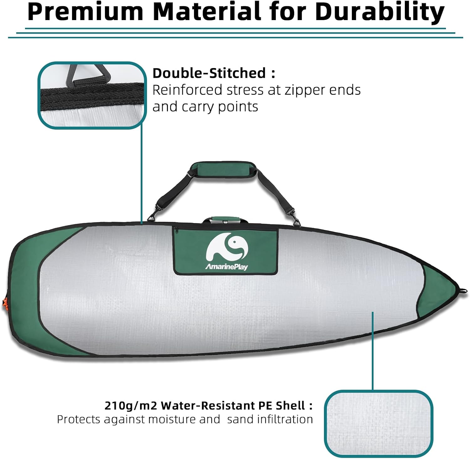 Surfboard Bags Longboard Bag Day Bag 6'0,6'6,7'0,7'6,8'0,9'6,10'0 | Surf Bag Fit Surf Hybrid Fish Shortboard W/Fin Slot for Easy Access,Padded Shoulder Strap,Protect for Daily Local Short Trip