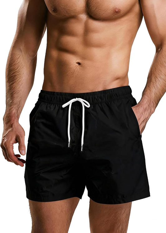 Men'S Swim Trunks 5 Inch Inseam Quick Dry Bathing Suit for Men with Mesh Lining Pockets Mens Swimming Beach Shorts