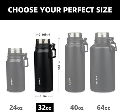 32Oz Large Insulated Water Bottle with Handle, Stainless Steel | Leak-Proof Bpa-Free Large Water Bottle, Stainless Steel Vacuum Insulated Bottle for Gym, Work, Outdoor & Everyday Use