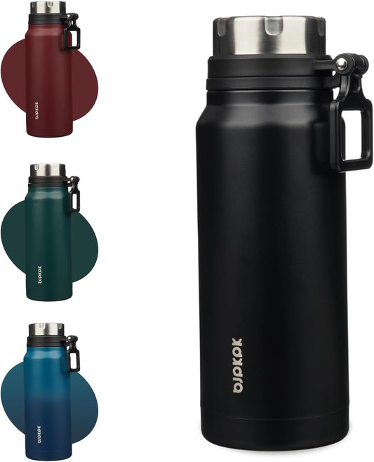 32Oz Large Insulated Water Bottle with Handle, Stainless Steel | Leak-Proof Bpa-Free Large Water Bottle, Stainless Steel Vacuum Insulated Bottle for Gym, Work, Outdoor & Everyday Use