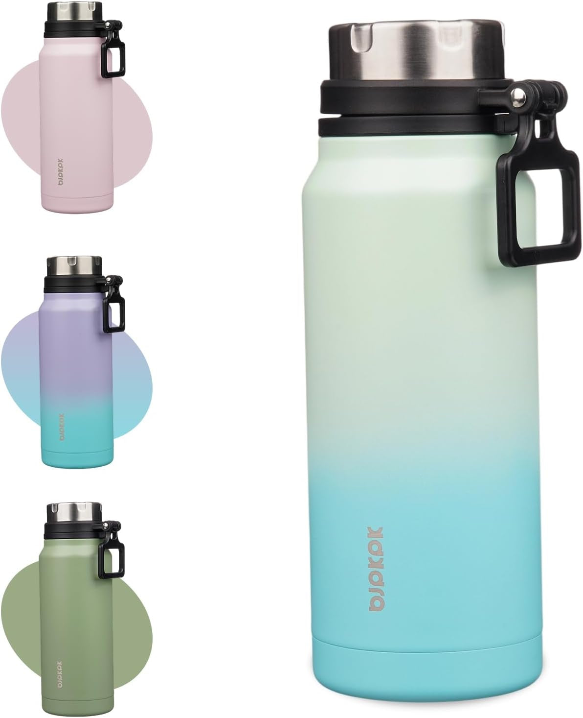 32Oz Large Insulated Water Bottle with Handle, Stainless Steel | Leak-Proof Bpa-Free Large Water Bottle, Stainless Steel Vacuum Insulated Bottle for Gym, Work, Outdoor & Everyday Use