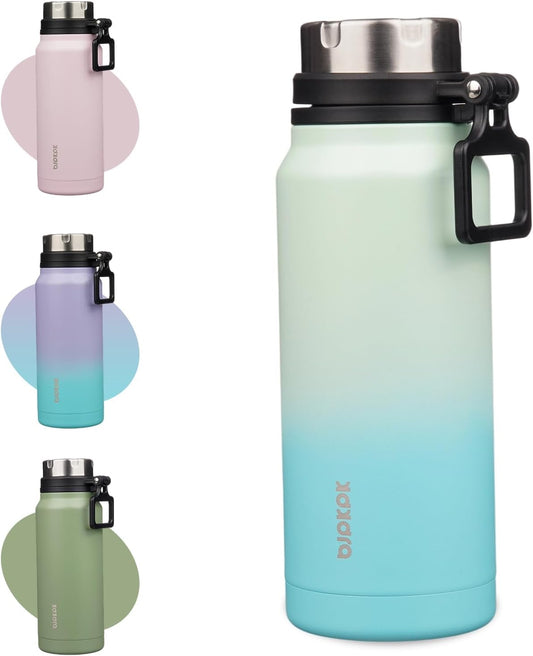 32Oz Large Insulated Water Bottle with Handle, Stainless Steel | Leak-Proof Bpa-Free Large Water Bottle, Stainless Steel Vacuum Insulated Bottle for Gym, Work, Outdoor & Everyday Use
